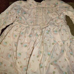 Laura Ashley Size 18 Months 100% Cotton Long Sleeve Floral Dress With Matching D